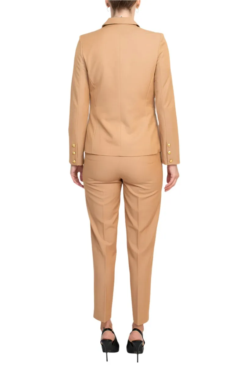 Nanette Nanette Lepore notched collar long sleeve one button closure stretch crepe jacket with mid waist pencil cut pant