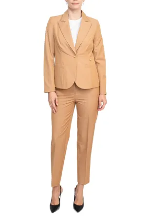 Nanette Nanette Lepore notched collar long sleeve one button closure stretch crepe jacket with mid waist pencil cut pant