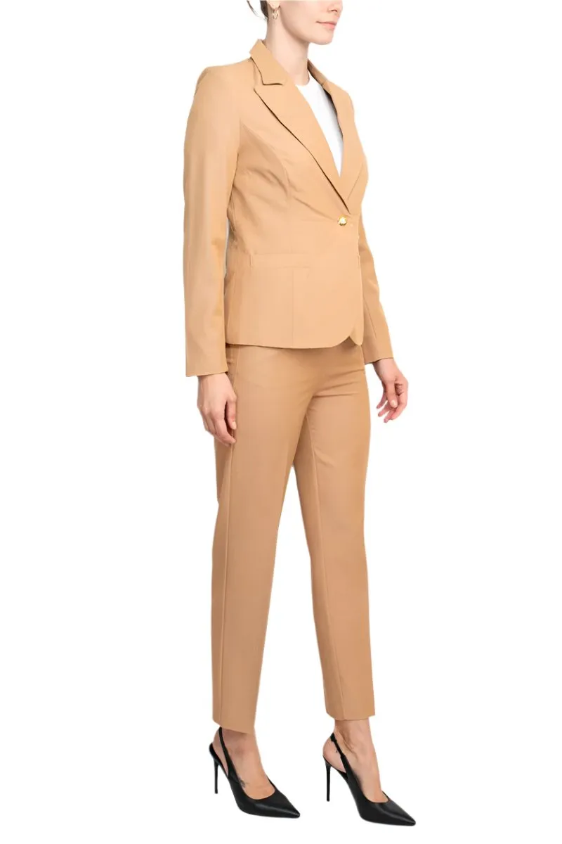 Nanette Nanette Lepore notched collar long sleeve one button closure stretch crepe jacket with mid waist pencil cut pant