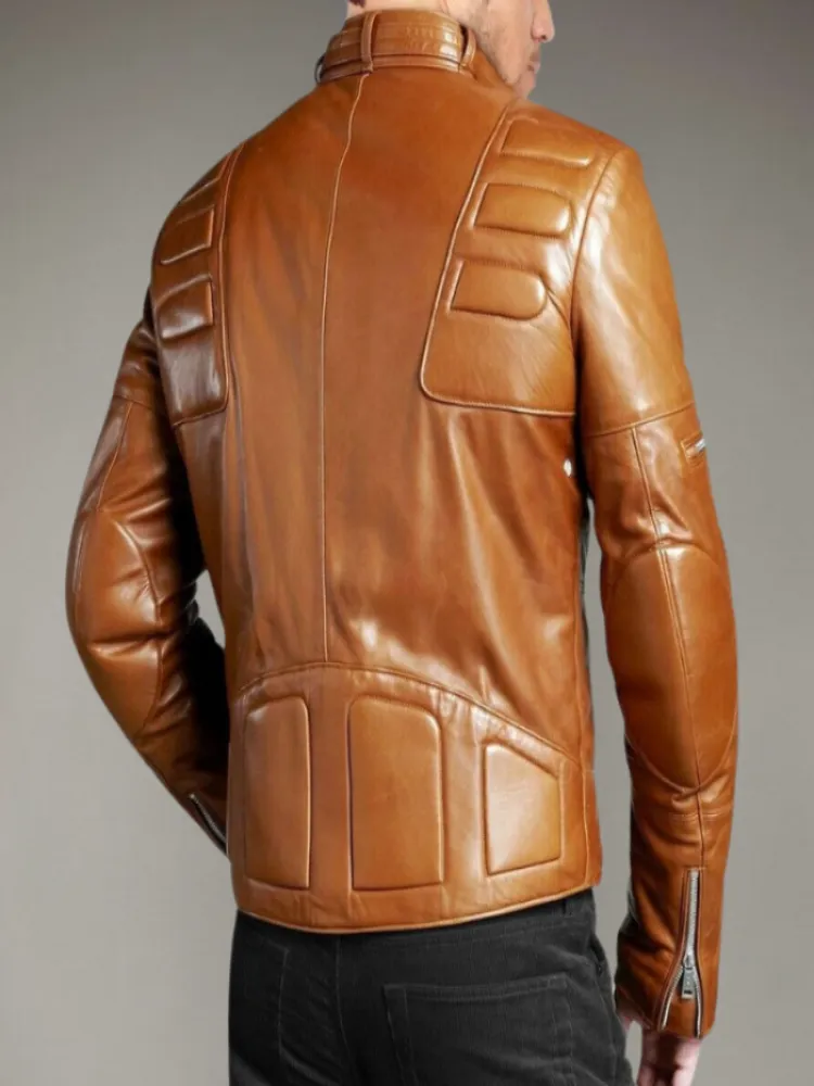 New Brown Vintage Leather Biker Stylish Jacket For Men