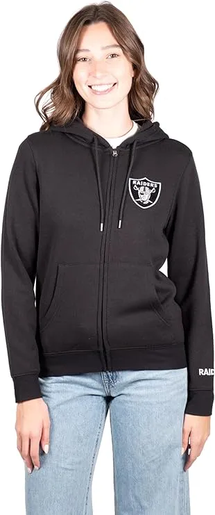 NFL Las Vegas Raiders Womens Full Zip Soft Marl Knit Hoodie Sweatshirt Jacket|Las Vegas Raiders