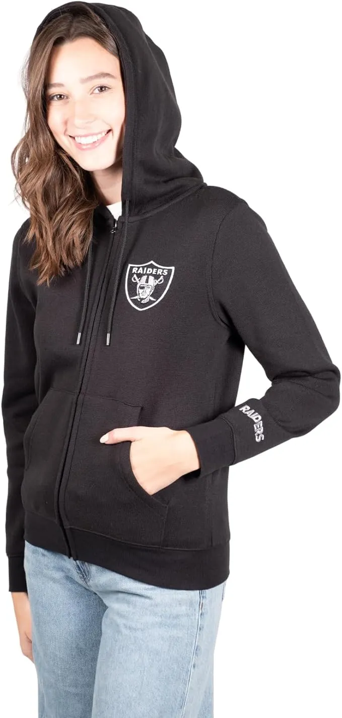 NFL Las Vegas Raiders Womens Full Zip Soft Marl Knit Hoodie Sweatshirt Jacket|Las Vegas Raiders