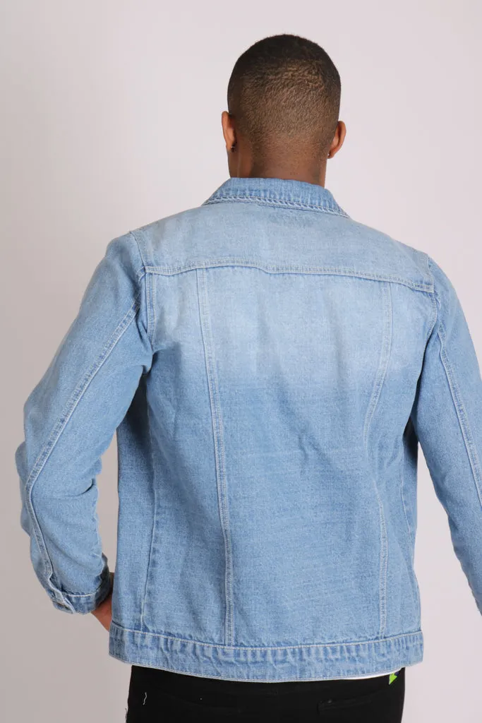 Norton Classic Slim Fit Denim Trucker Jacket In Stonewash