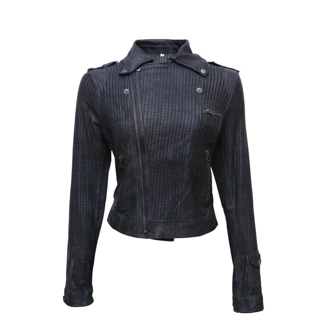 Perforated Leather Motorcycle Jacket