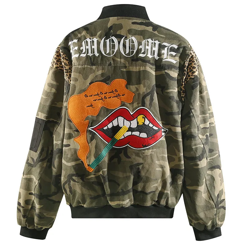 PopFlying Streetwear Hip Hop Jacket Smoking Lip