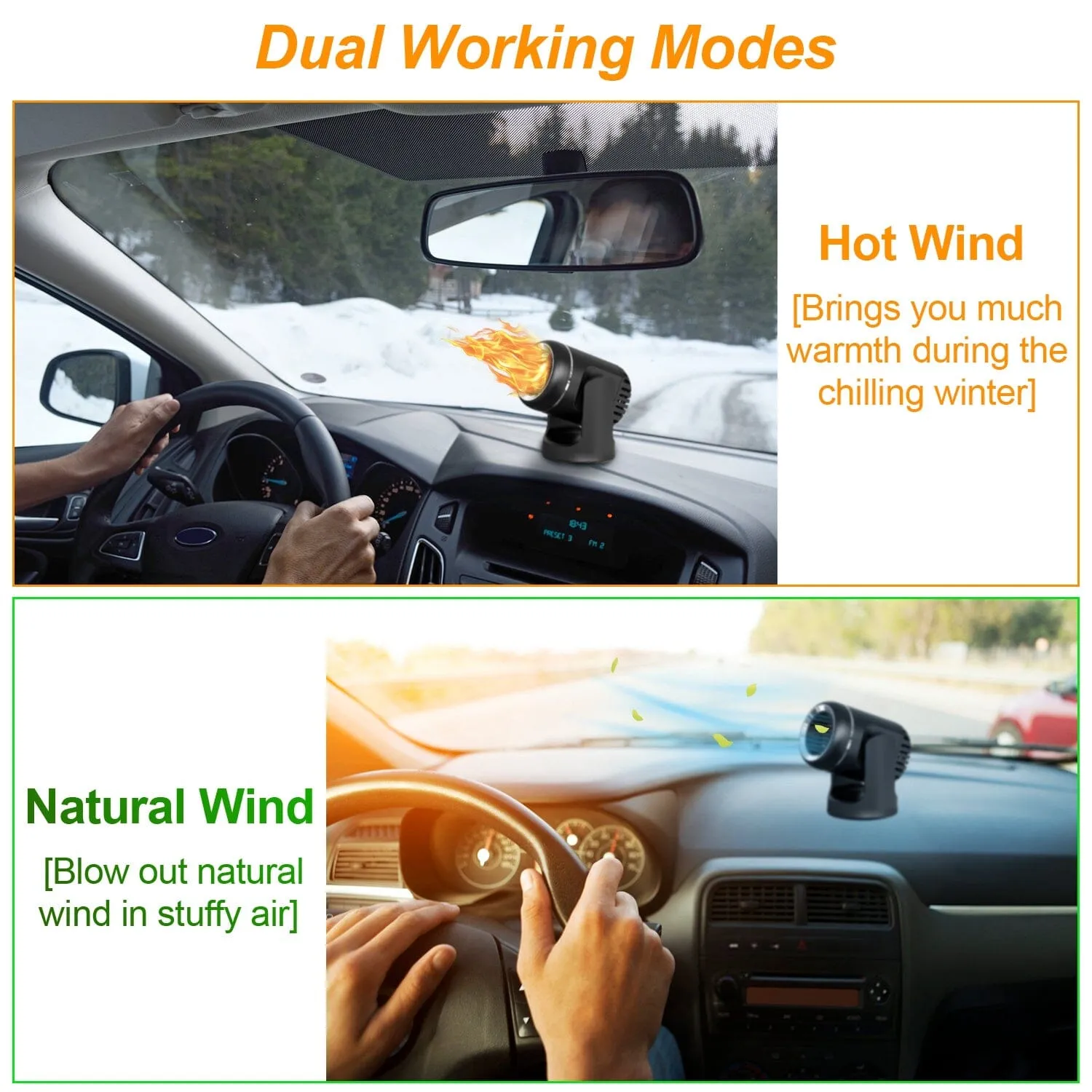 Portable Car Heater 2-in-1 Heating Cooling Fan