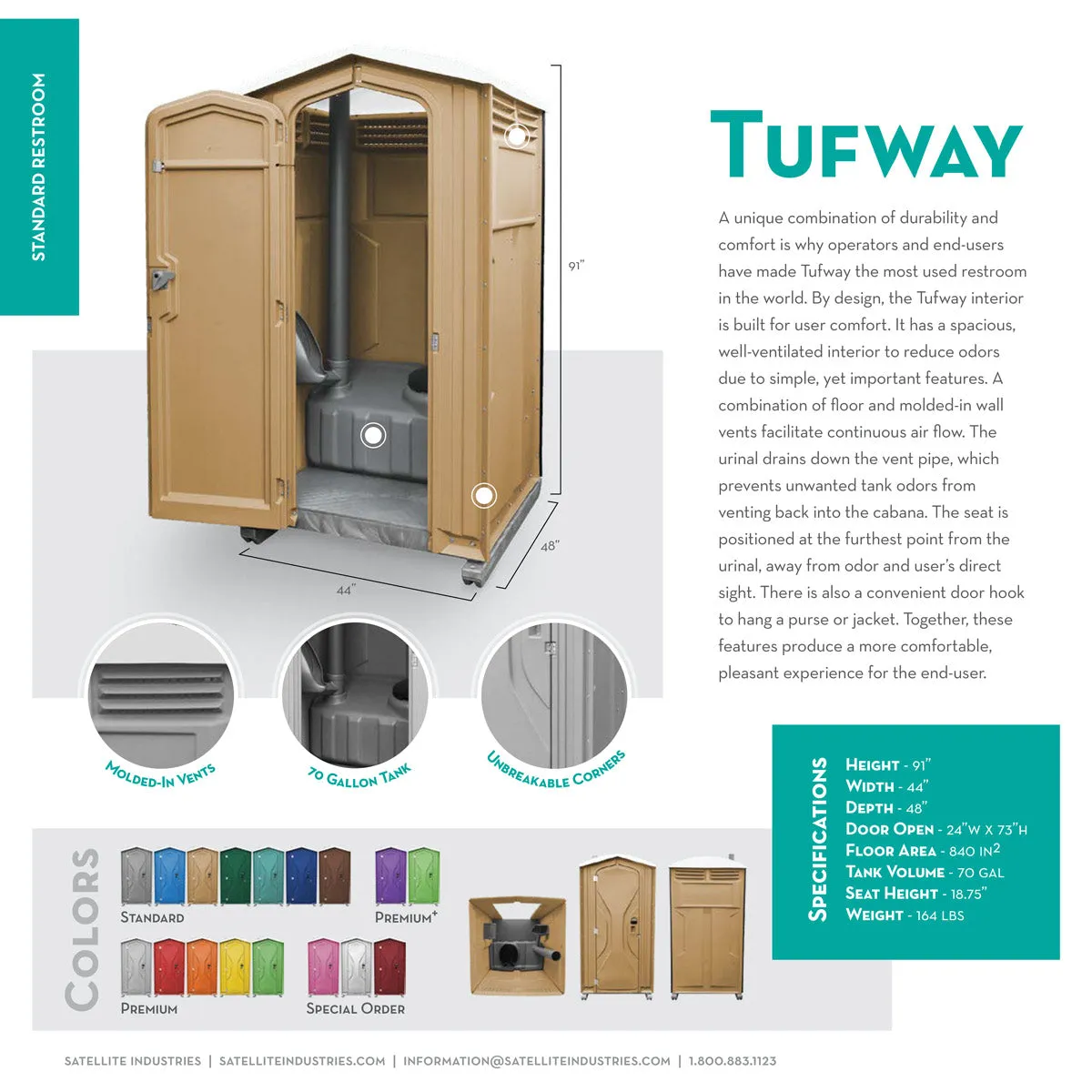 Portable Restroom (Satellite Tufway 1) Durability & Comfort