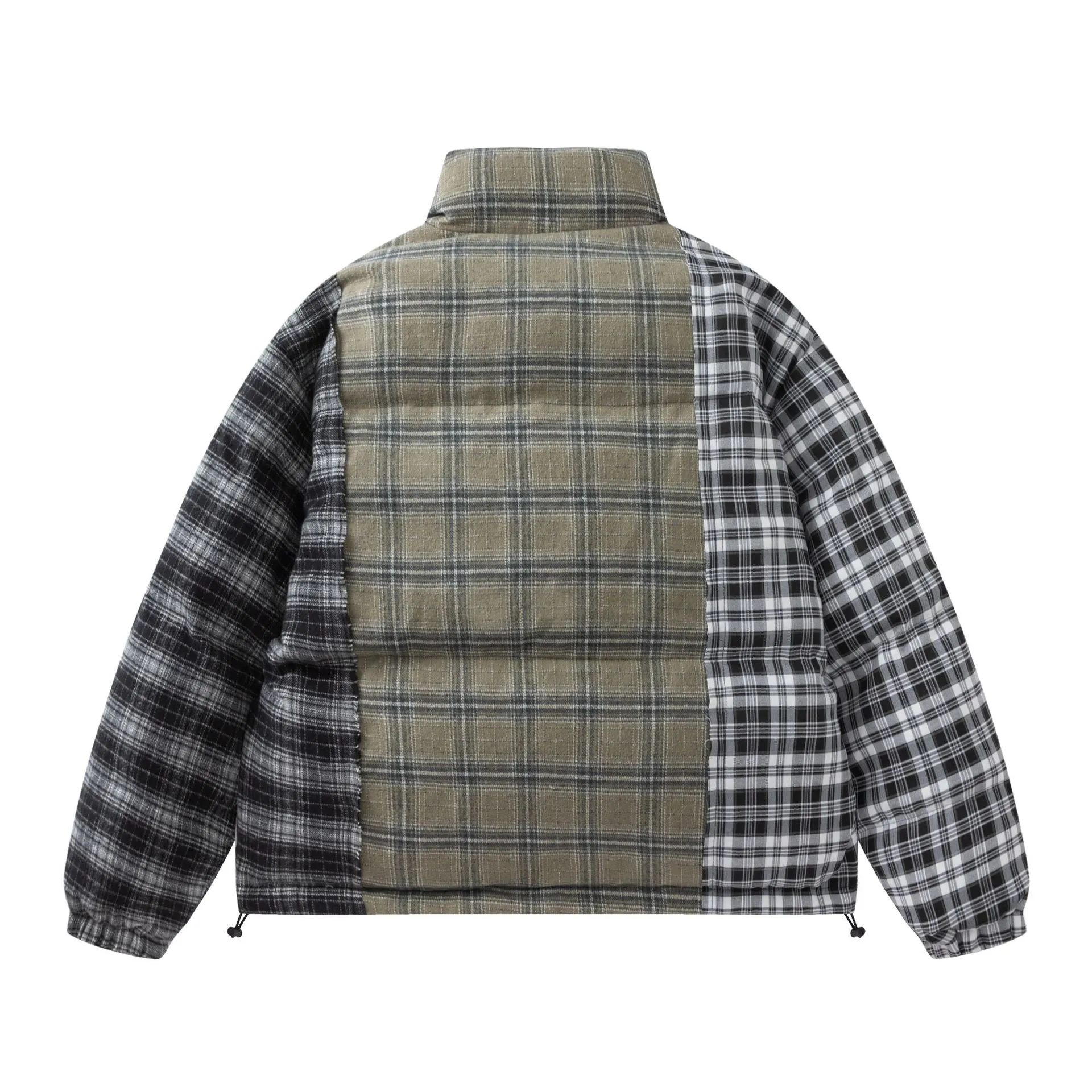 Pre Order:  Mixed Plaid Turtleneck Padded Jacket