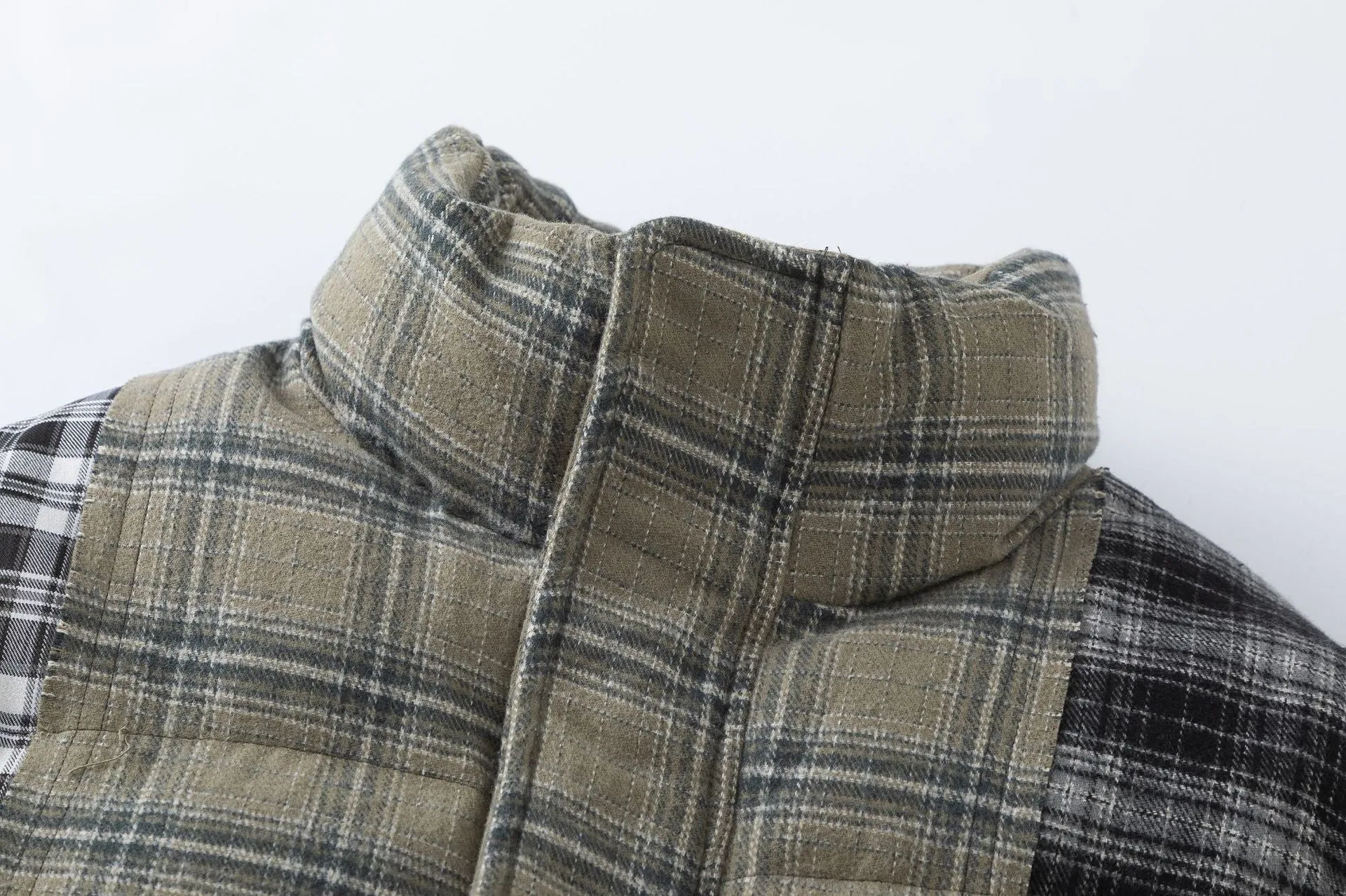 Pre Order:  Mixed Plaid Turtleneck Padded Jacket