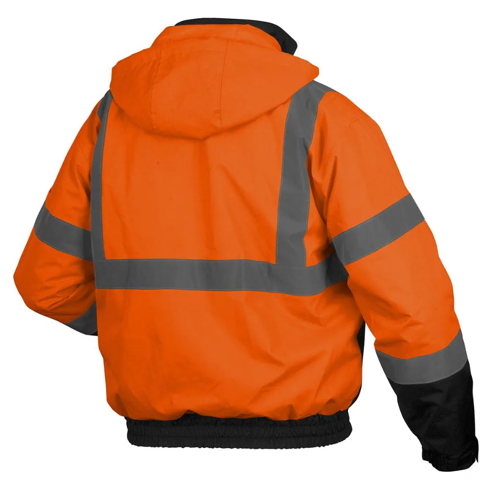 Pyramex® Hi Vis Waterproof Black Bottom Bomber Safety Jacket - Removable Fleece Liner - ANSI Class 3 - RJ31