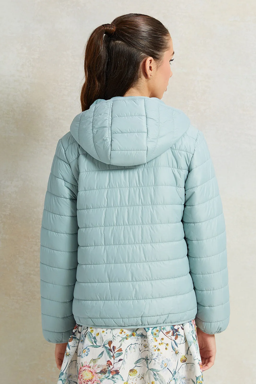 Senior Girls Mint Padded Hooded Jacket