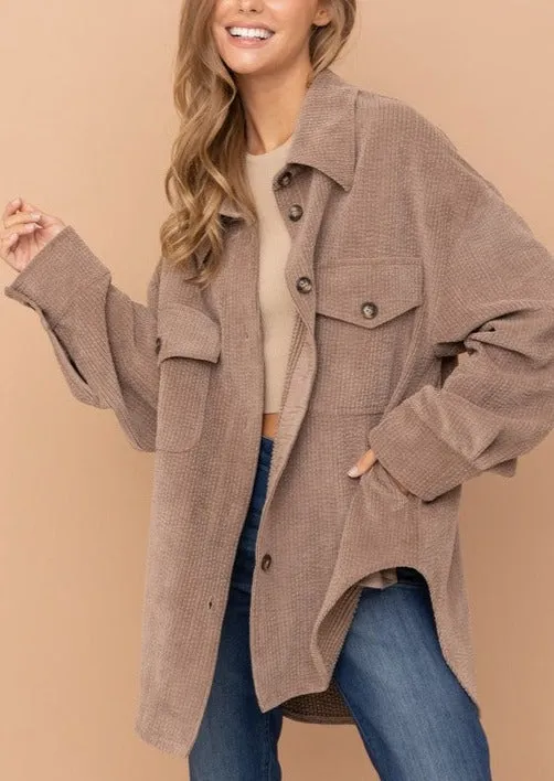 Soft and Cozy Corduroy Shirt Jacket in Brown