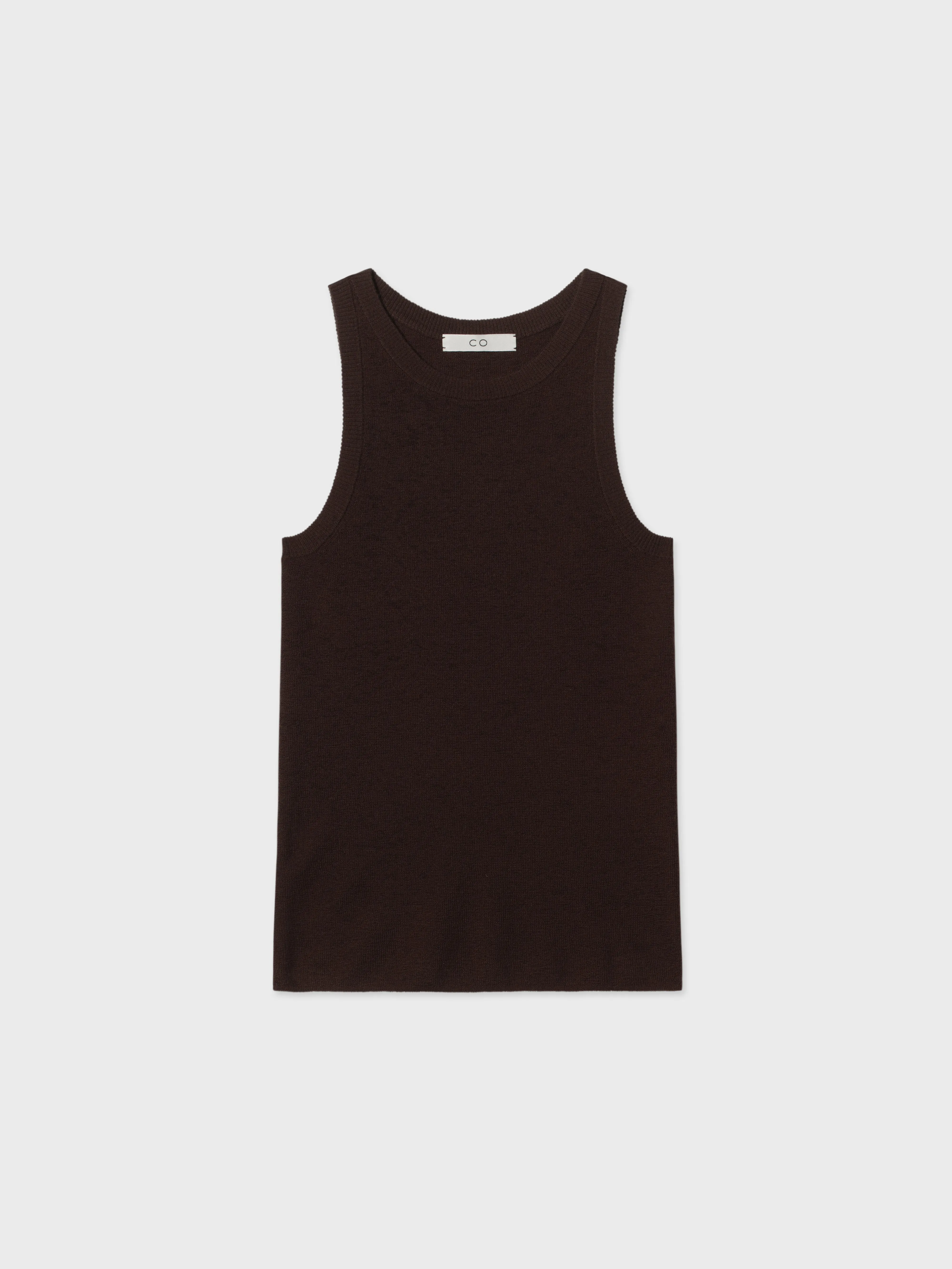 Sporty Tank in Fine Cashmere - Chocolate