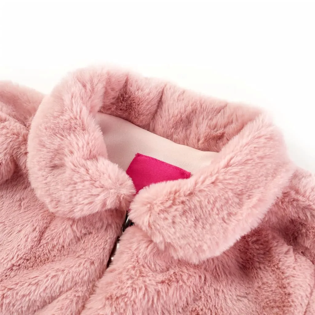 Stylish Kids' Faux Fur Coat in Pink - Warm & Comfortable Children's Jacket (Size 140, 9-10 Years)