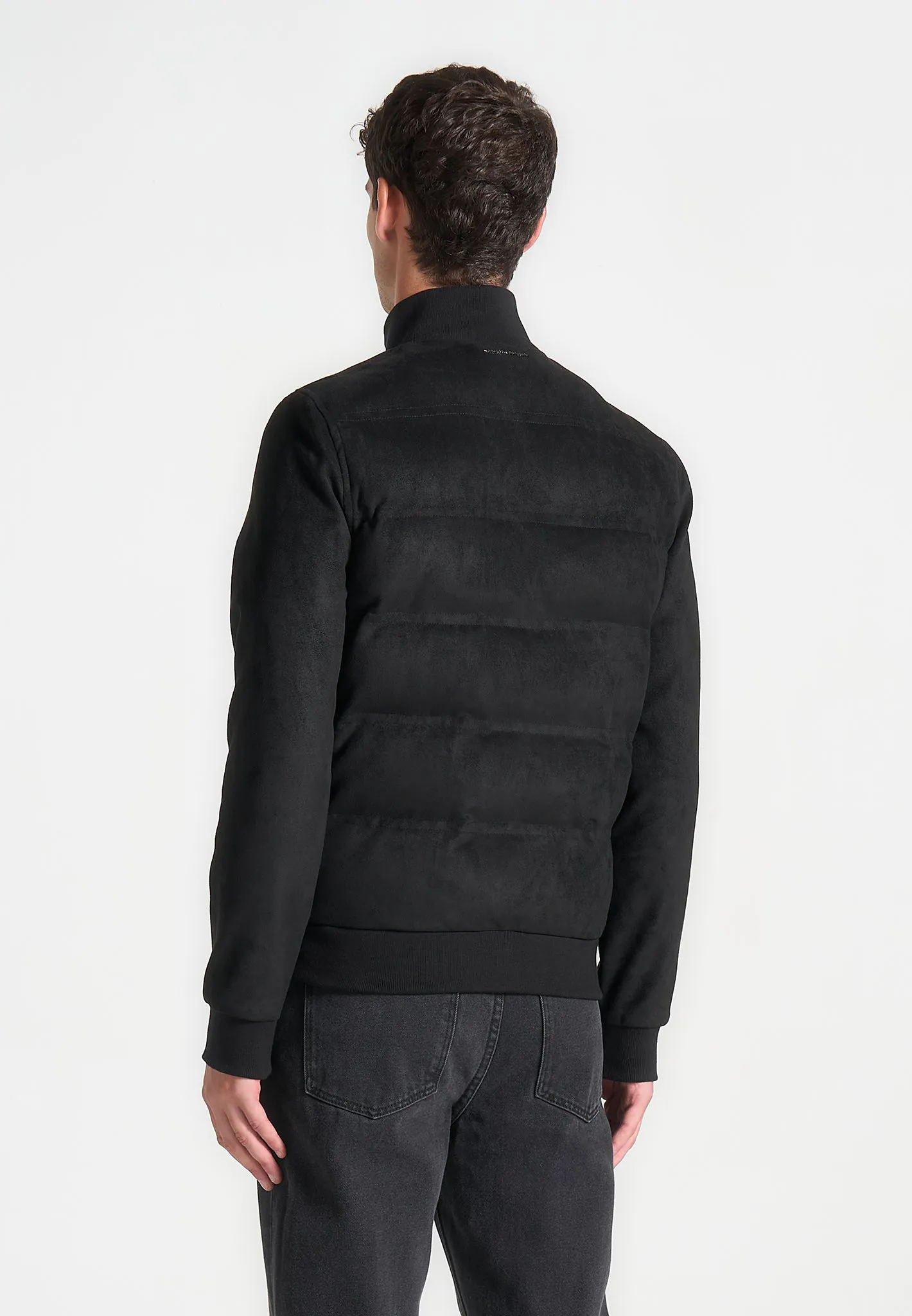 Suede Padded Jacket - Black