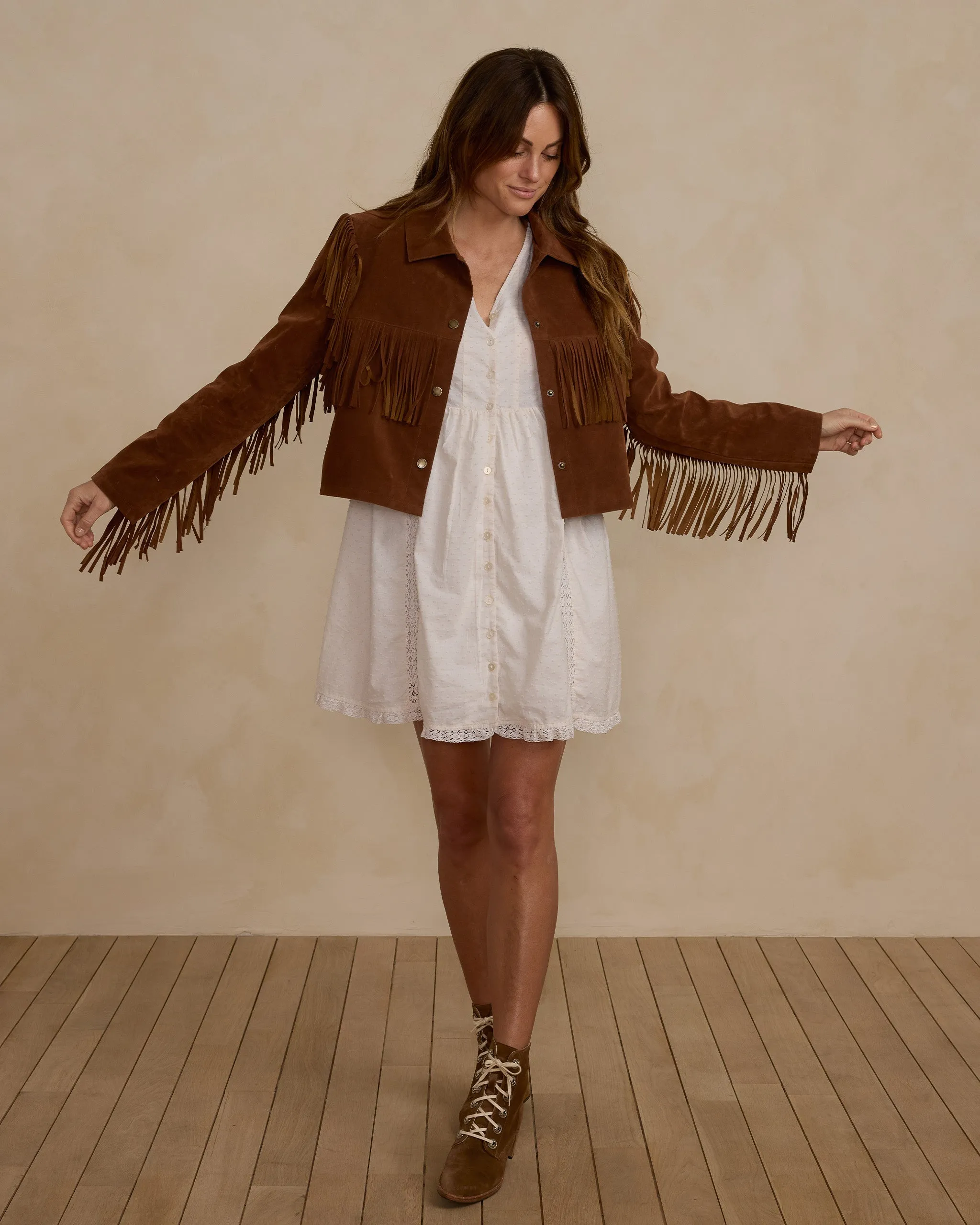 The Fringe Jacket by Rylee   Cru - Saddle