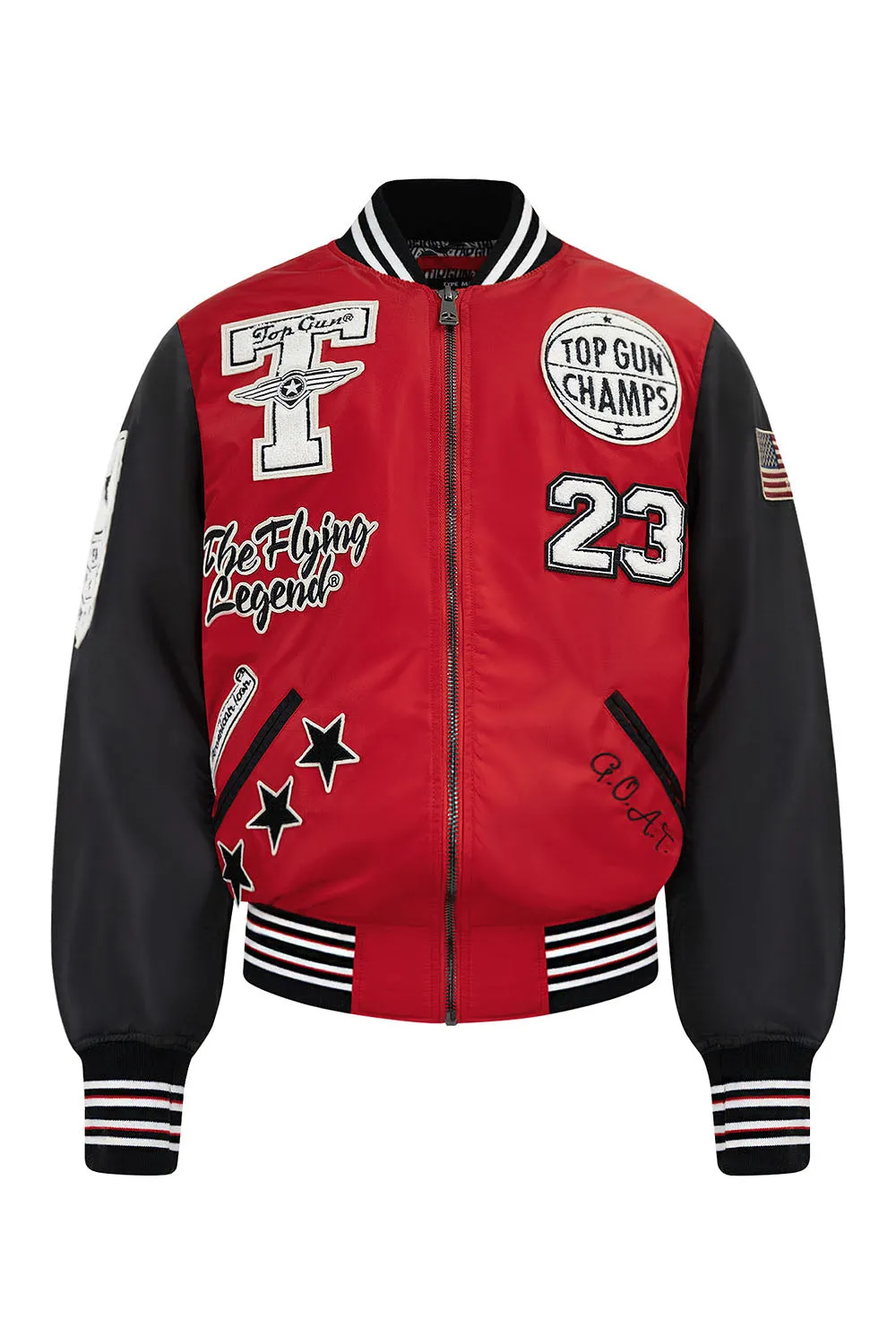 Top Gun "Flying Legend" Nylon Embroidery Patched Varsity Jacket