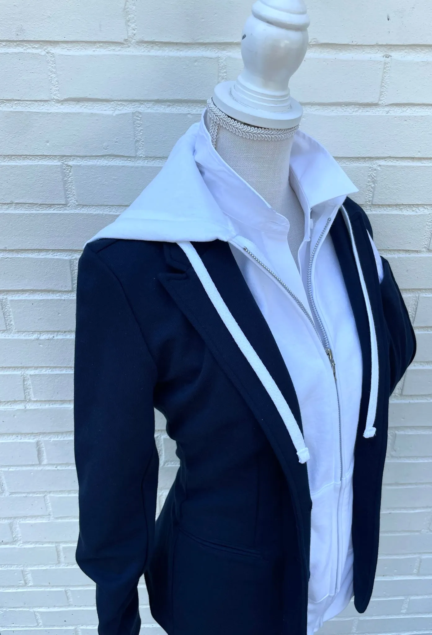 Tracey Hooded Blazer - Navy w White (HB01)