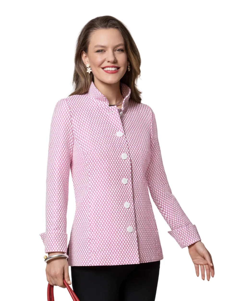 Trellis Jacquard Macchia Stretch Shirt Jacket