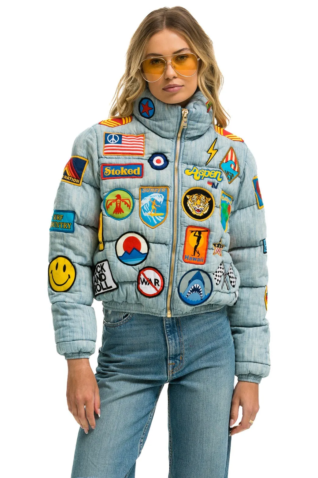 VINTAGE PATCH DENIM APRES PUFFER JACKET - VINTAGE