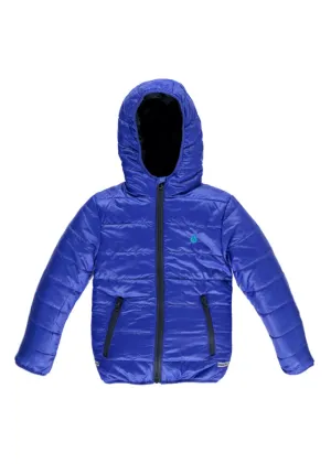 Warm Padded Jacket with Hood in Royal/Navy