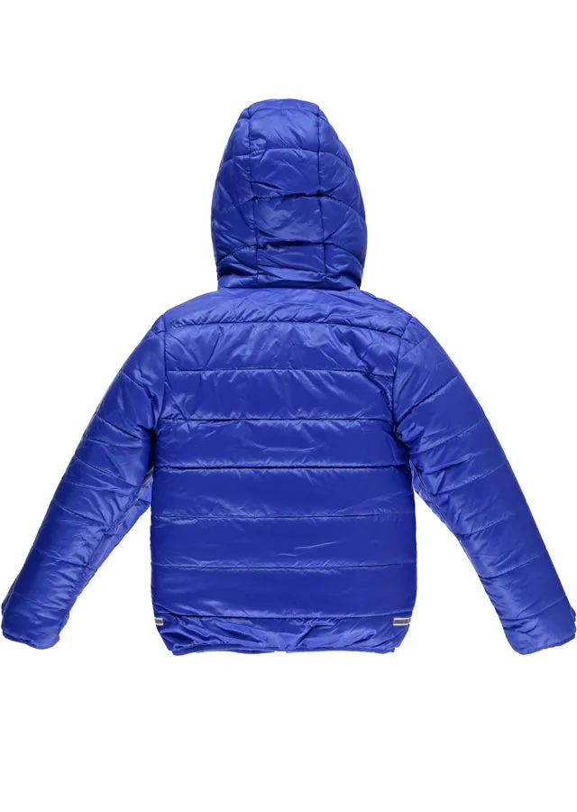 Warm Padded Jacket with Hood in Royal/Navy