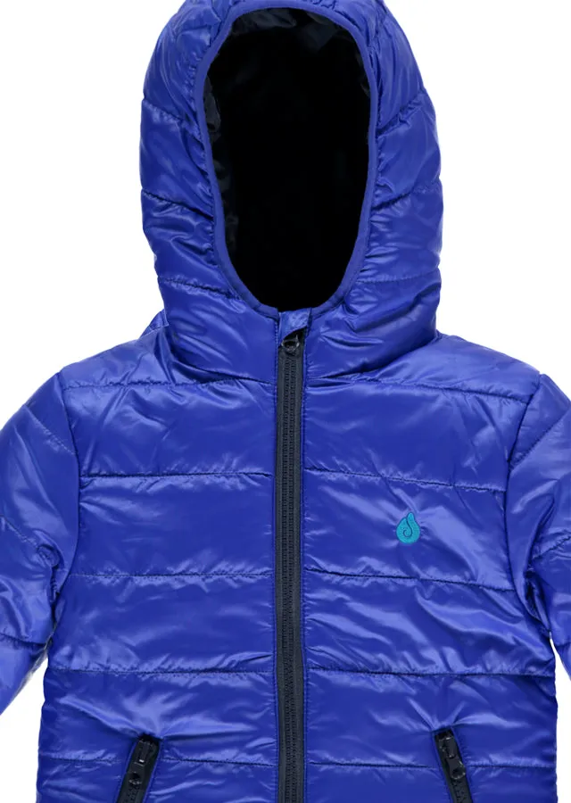 Warm Padded Jacket with Hood in Royal/Navy