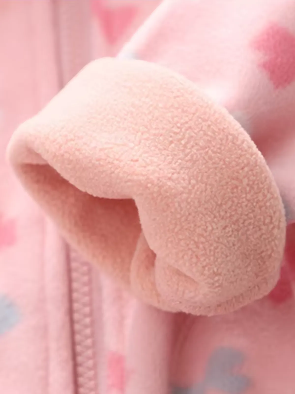 Whimsically Warm Bow Print Fleece Zip-Up Jacket