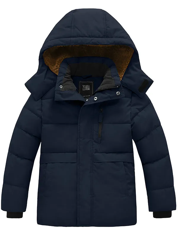 ZSHOW Boy's Warm Fleece Jacket Water Resistant Hooded Winter Coat